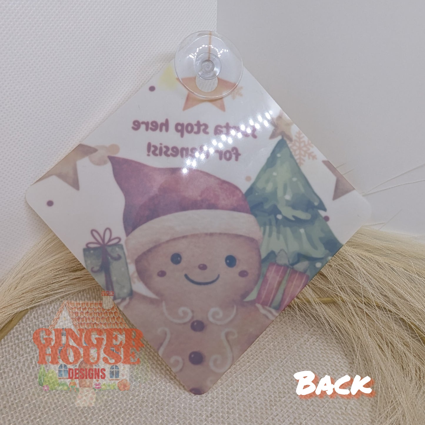 Personalised ‘Santa Stop Here’ Gingerbread Window Sign