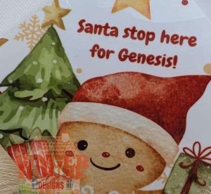 Personalised ‘Santa Stop Here’ Gingerbread Window Sign