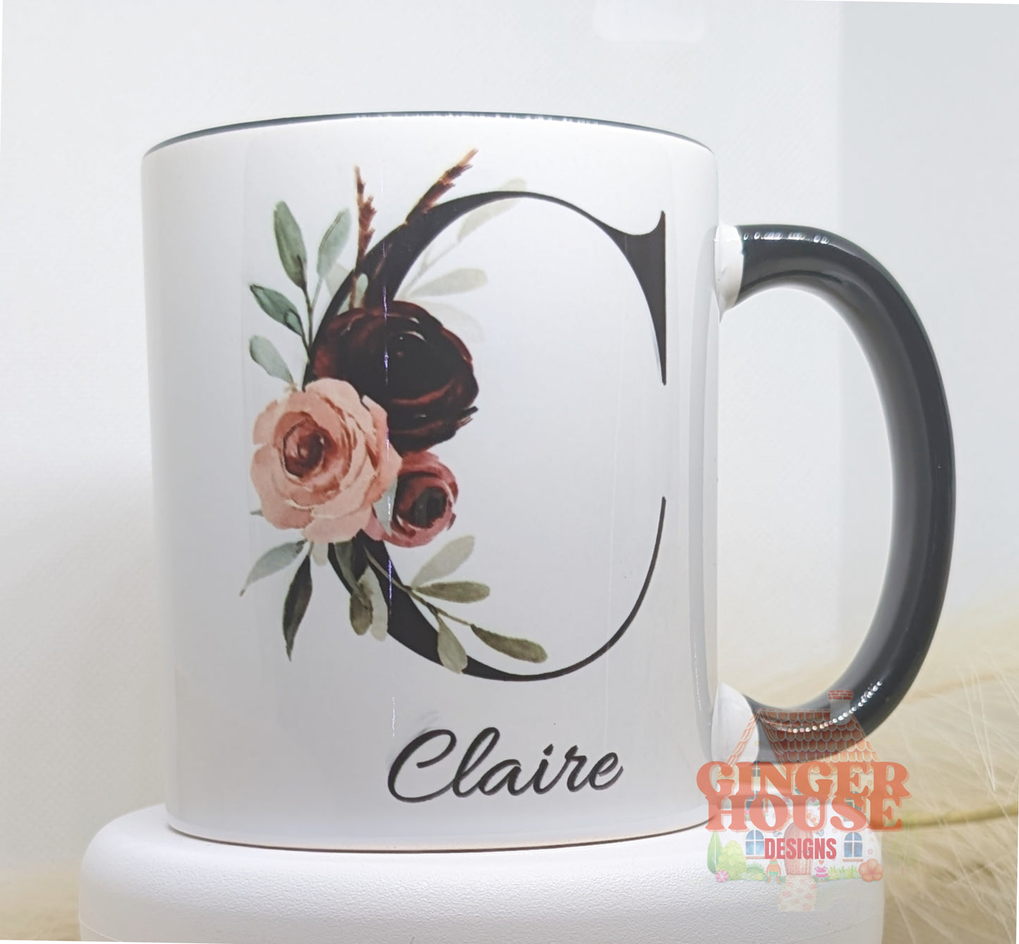 Personalised Floral Initial Mug