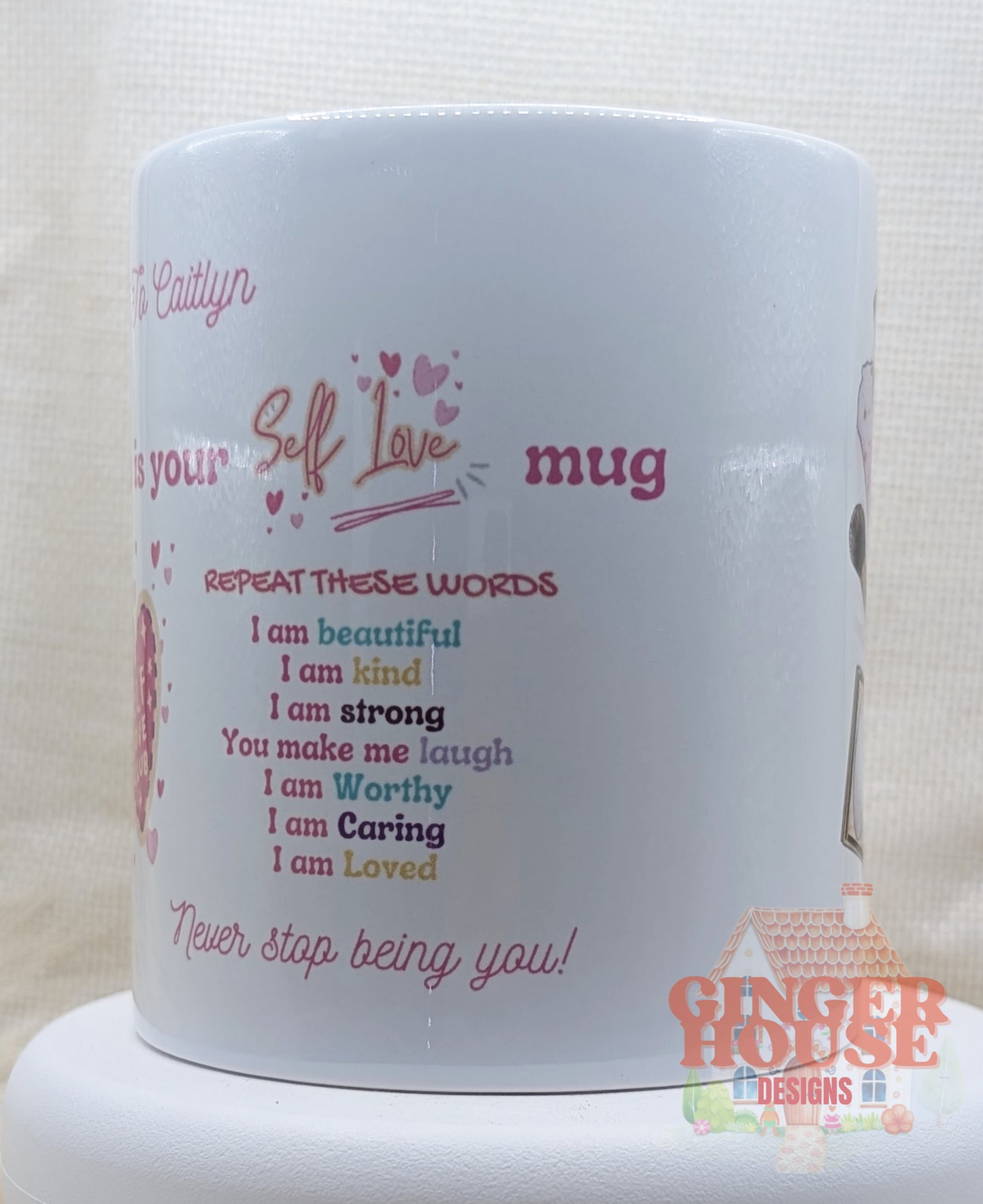 Self Love Club Personalised Mug – with Dolly & Name