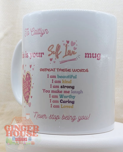 Self Love Club Personalised Mug – with Dolly & Name