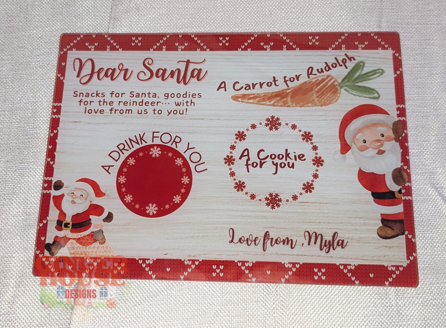 Personalised Glass Christmas Eve Board – A4 Size