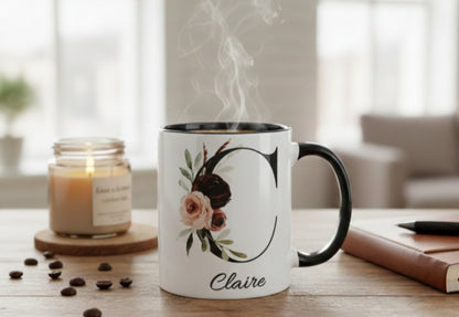 Personalised Floral Initial Mug