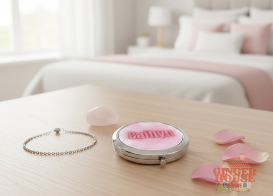 Personalised Compact Mirror – Round with Name or Photo