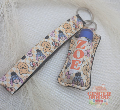 Personalised Wristlet & Lip Balm Holder Keyring Set