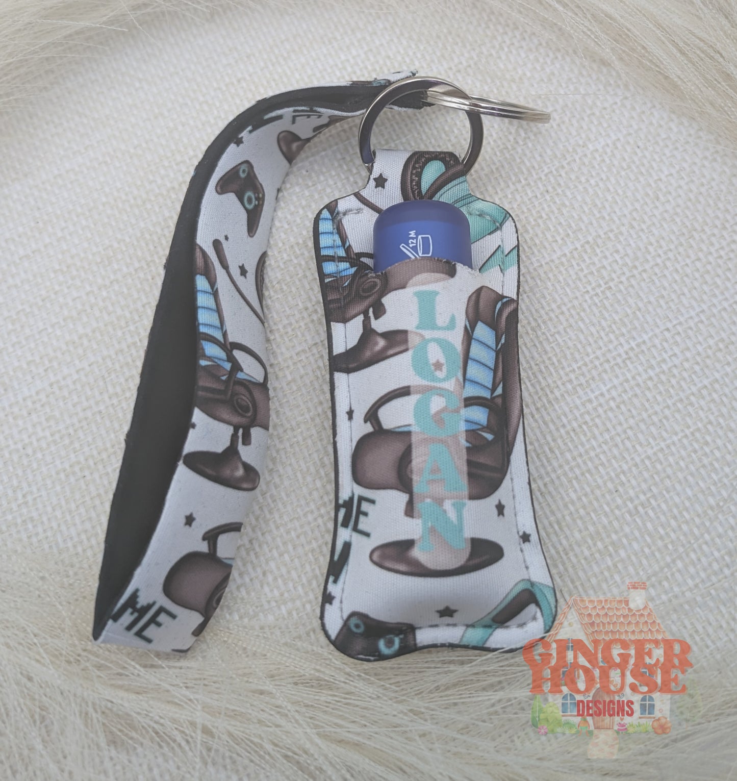 Personalised Wristlet & Lip Balm Holder Keyring Set