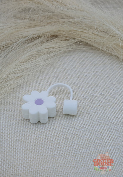 White Flower Stanley Straw Topper