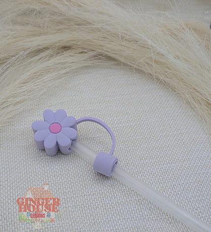 Purple Flower Stanley Straw Topper