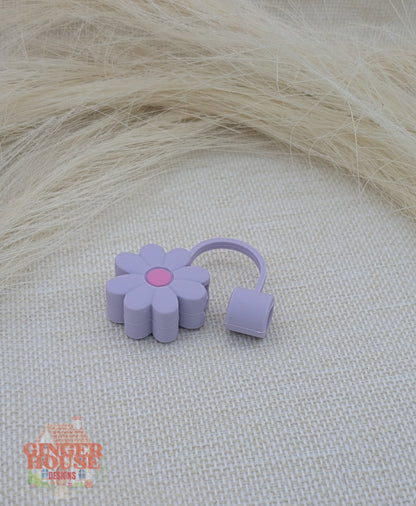 Purple Flower Stanley Straw Topper