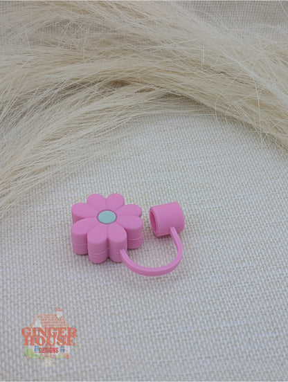 Pink Flower Stanley Straw Topper