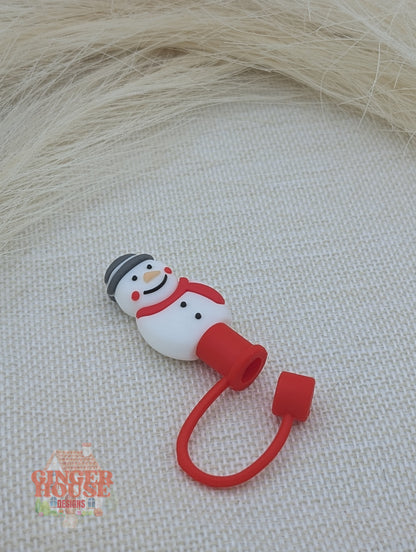 Snowman Straw Topper - Red