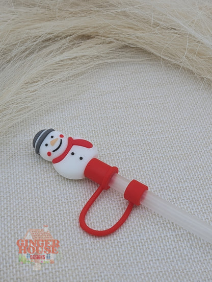 Snowman Straw Topper - Red