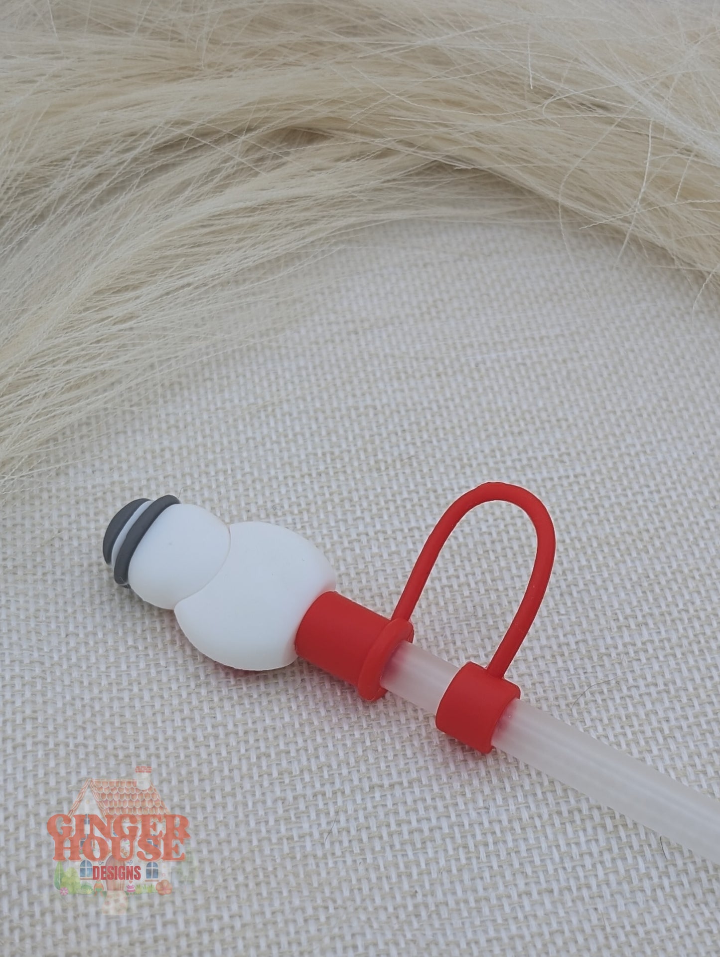 Snowman Straw Topper - Red