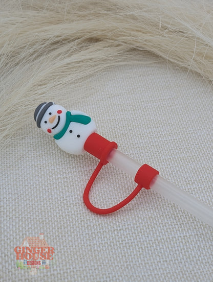 Snowman Straw Topper- Green