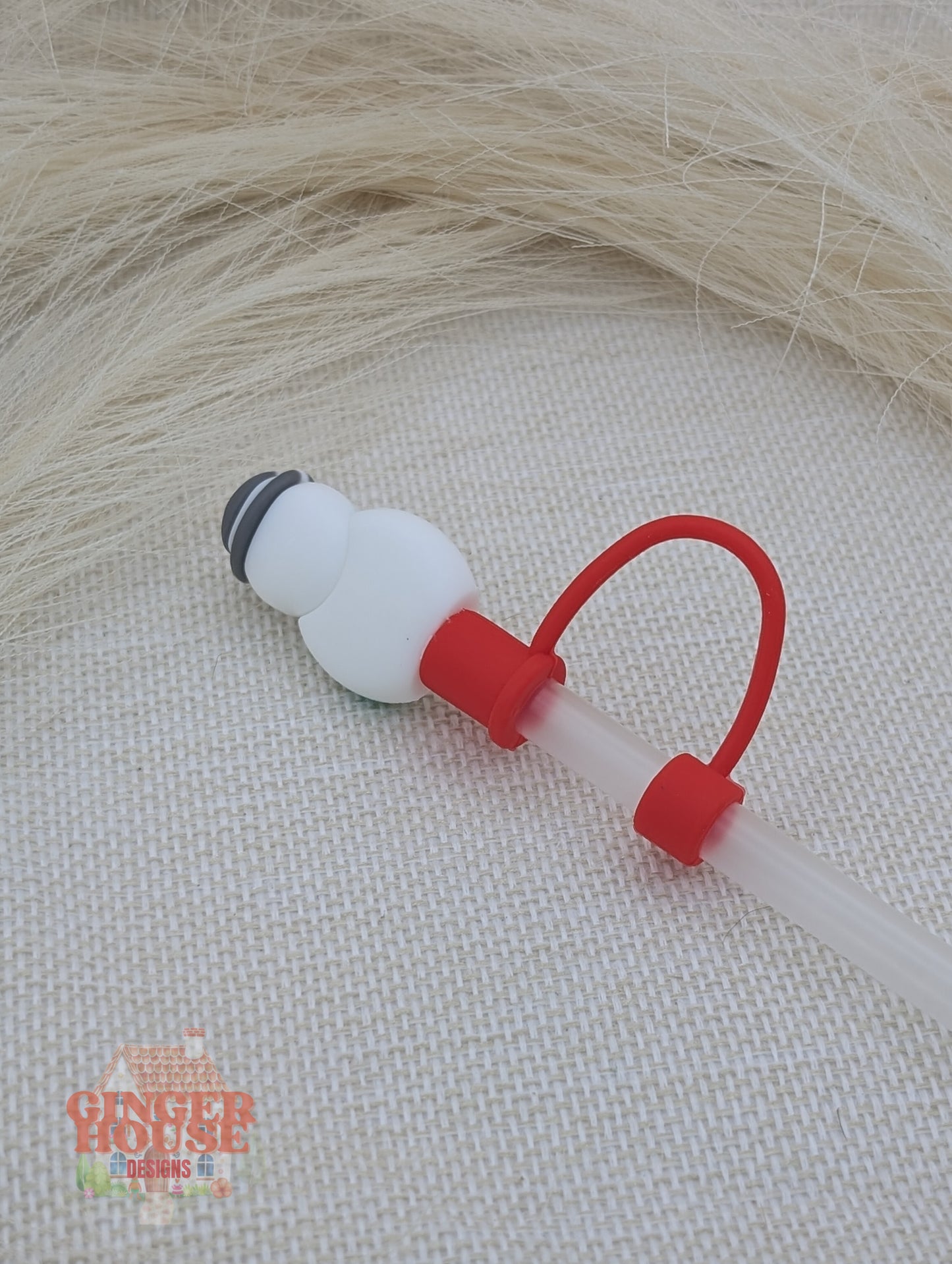 Snowman Straw Topper- Green