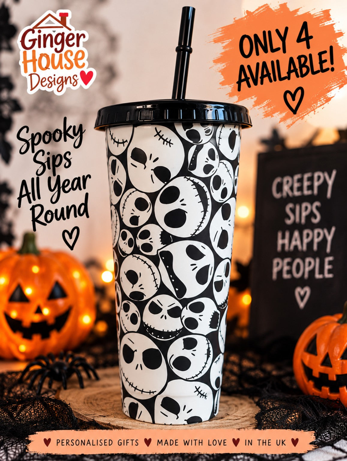 Spooky faces reusable cold cup