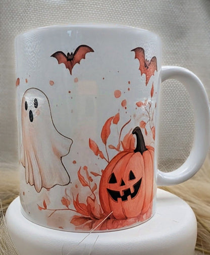 Ghost and pumpkin Halloween mug real product photo 1