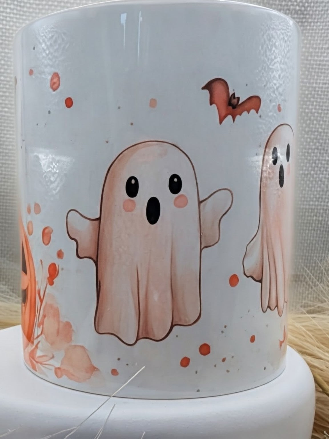 Ghost and pumpkin Halloween mug real product photo 3