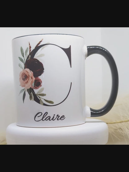 Personalised Floral Initial Mug