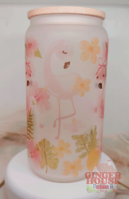 Tropical Flamingo Libby Can Glass