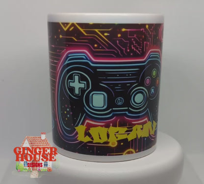 Personalised Neon Gamer Mug
