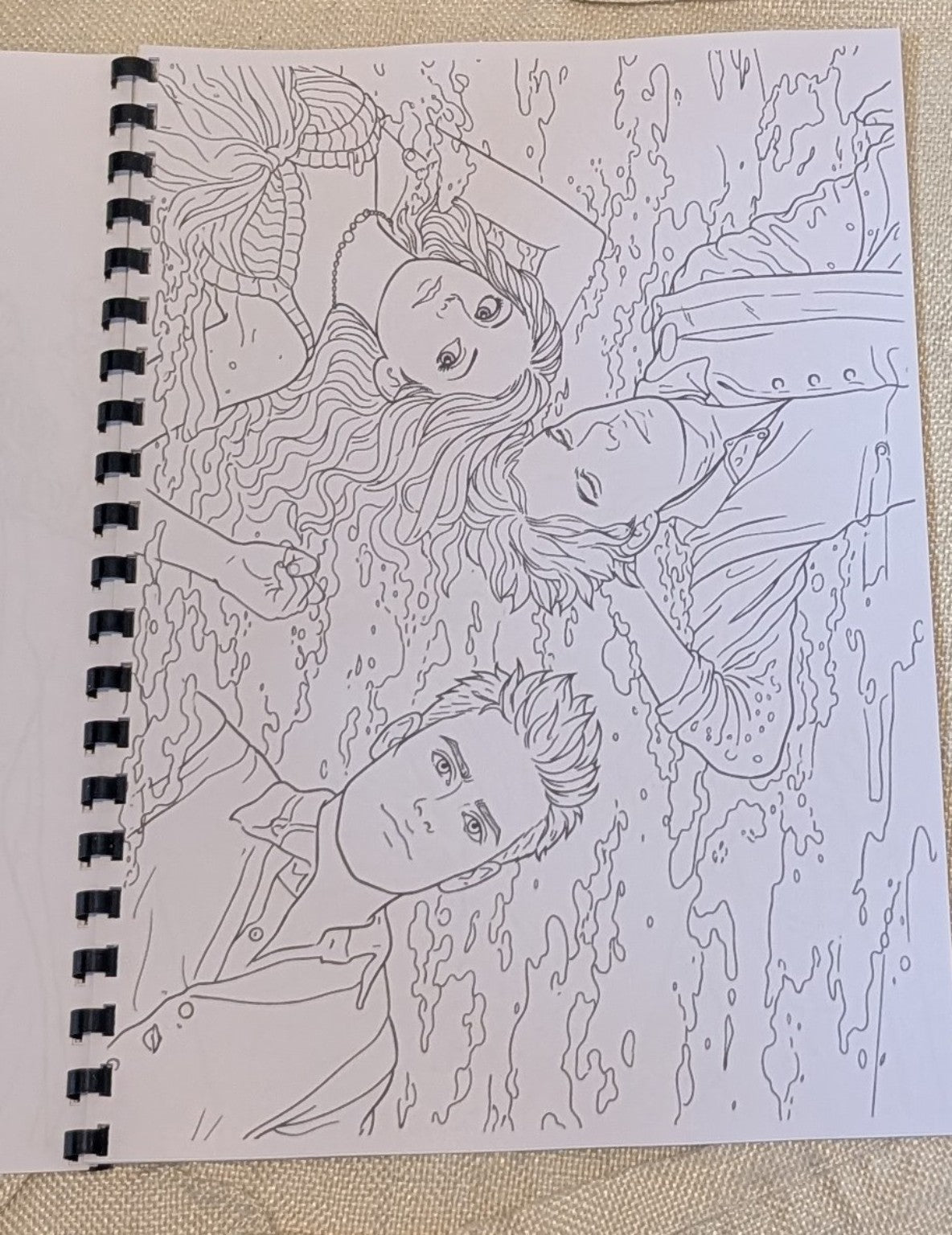 Real photo of a landscape scene colouring page