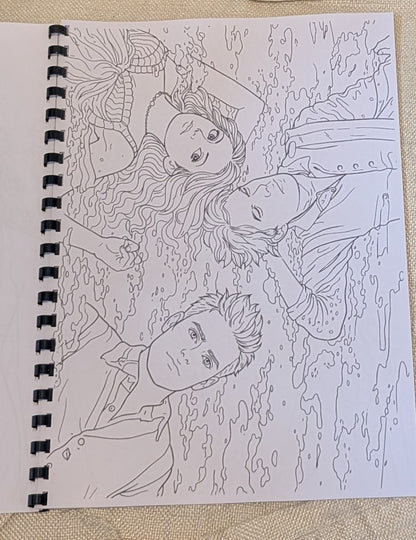 Real photo of a landscape scene colouring page