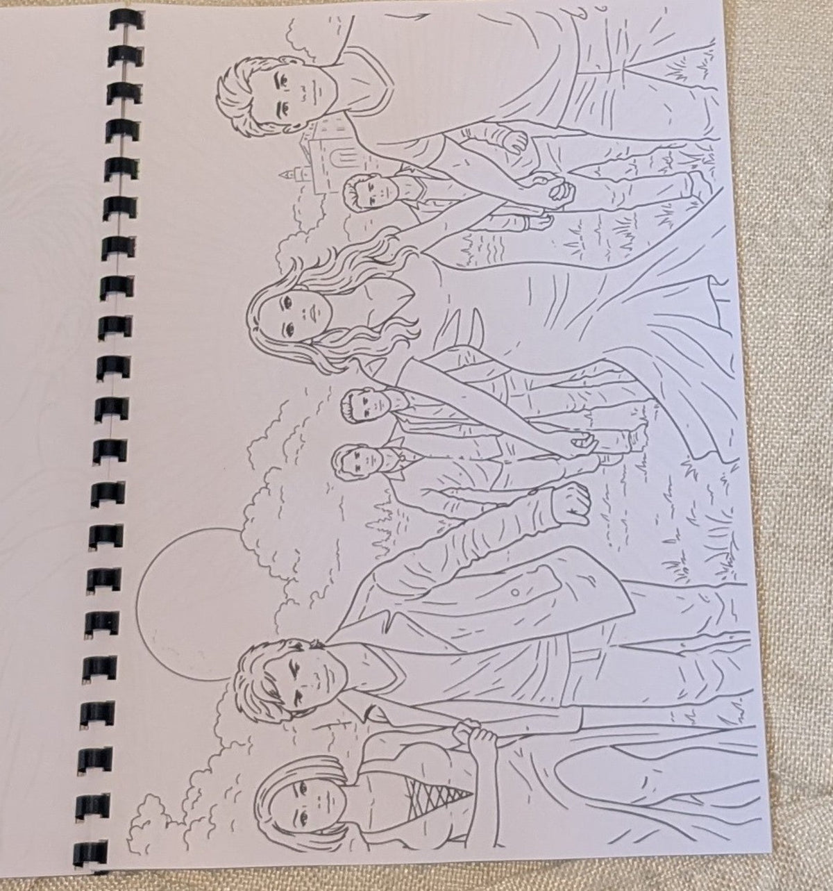 Real photo of a landscape character colouring page