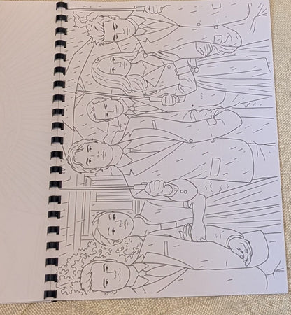 Real photo of a landscape character group colouring page