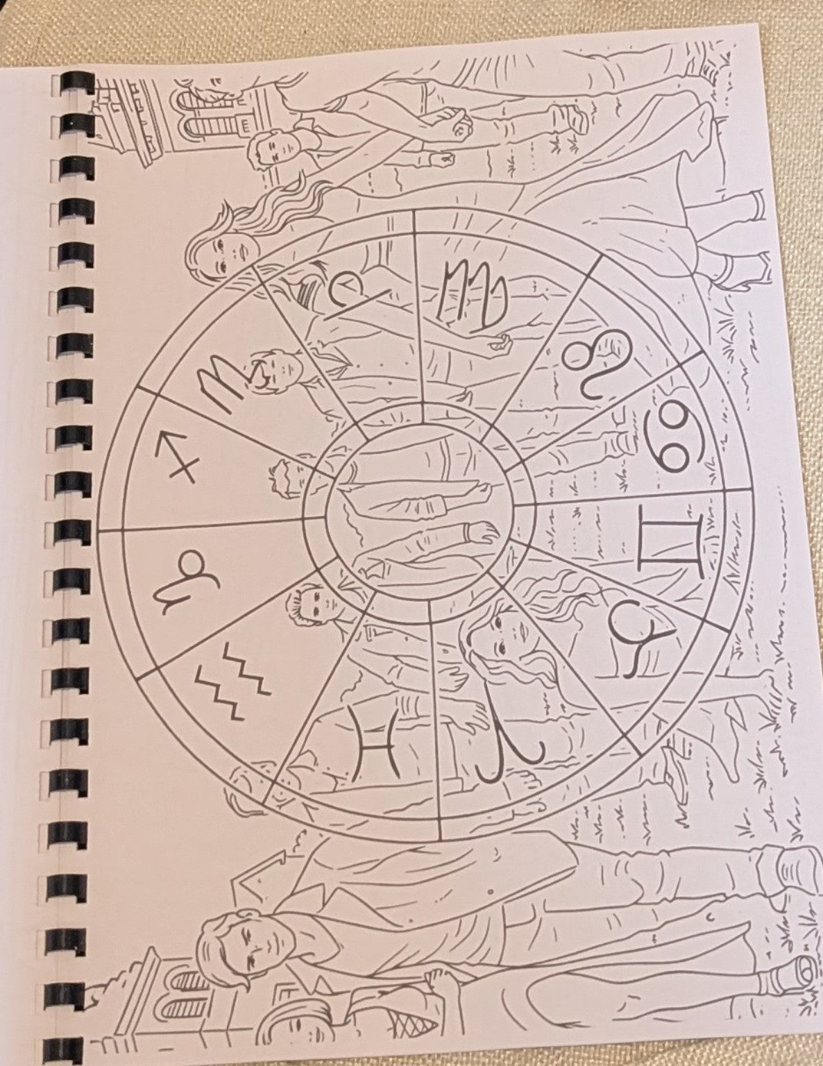 Real photo of a landscape illustrated colouring page