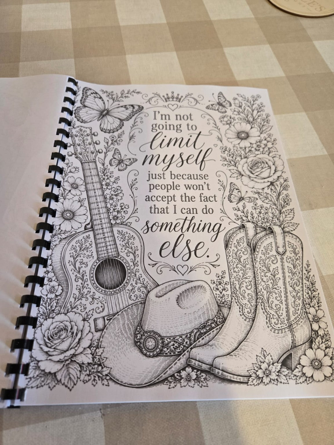 Motivational quote colouring page