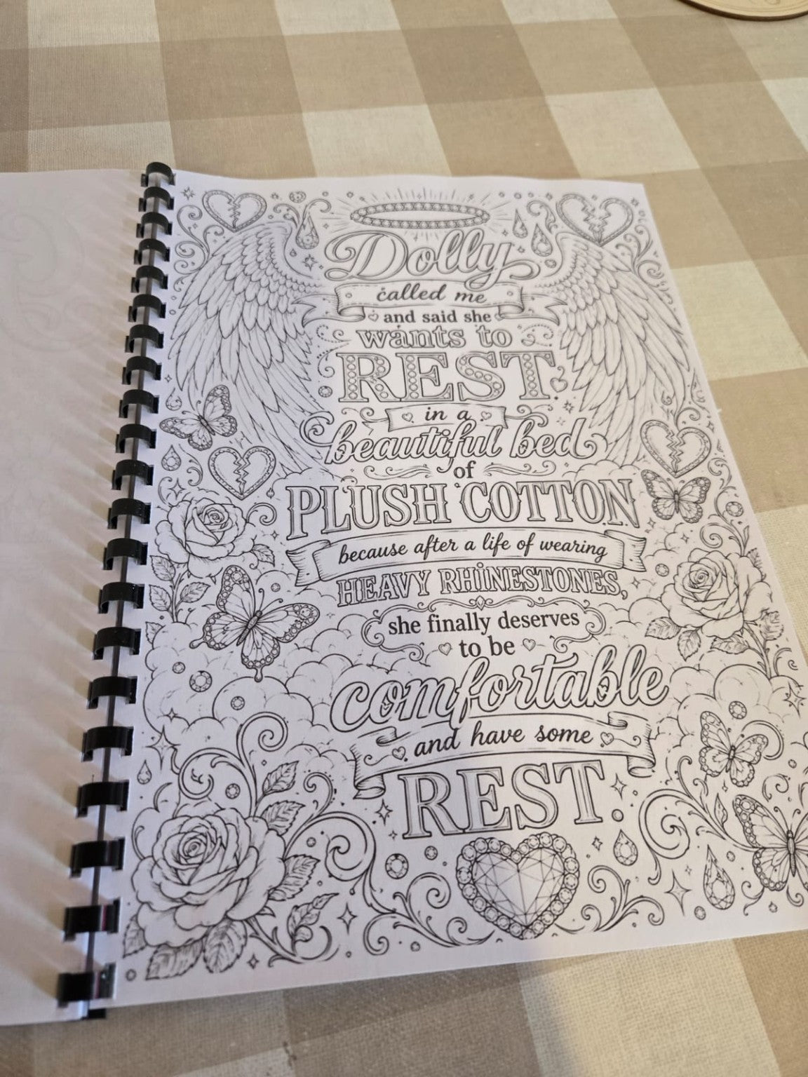 Dolly themed rest and self care colouring page