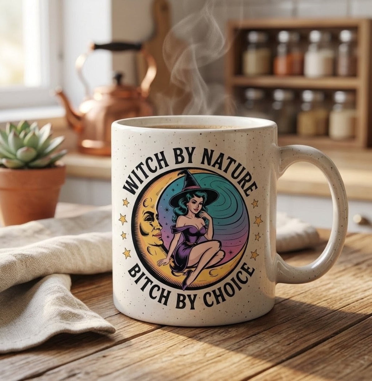 Witch by Nature Bitch by Choice mug lifestyle mockup